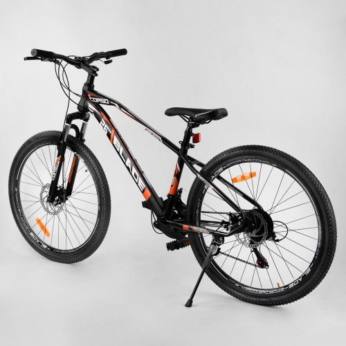 Спортивний велосипед CORSO BLADE 26 дюймів рама алюмінієва, обладнання Shimano 21 швидкість, 40763, чорно-помаранчевий