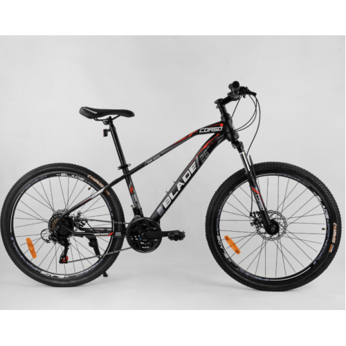 Спортивний велосипед CORSO BLADE 26 дюймів рама алюмінієва, обладнання Shimano 21 швидкість, 69455, чорний