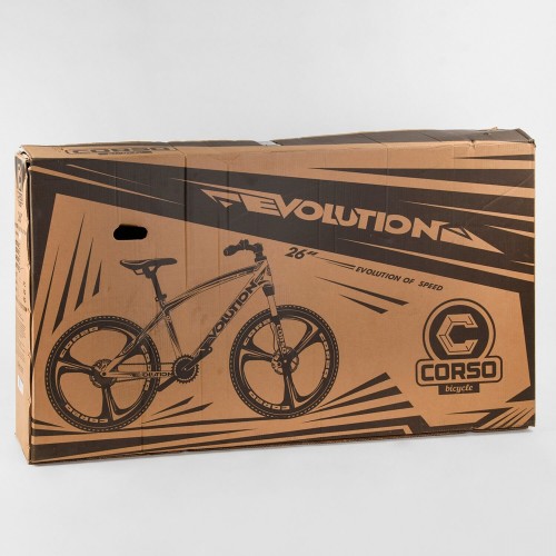 Спортивний велосипед CORSO EVOLUTION 43738 рама алюмінієва 18", колеса 26" чорно-білий