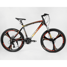 Спортивний велосипед CORSO EVOLUTION 67384 рама алюмінієва 18", колеса 26" чорно-помаранчевий