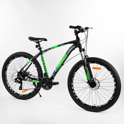 Спортивний велосипед CORSO FIARO 27.5 " 20322 рама алюмінієва, обладнання Shimano 21 швидкість, зелений