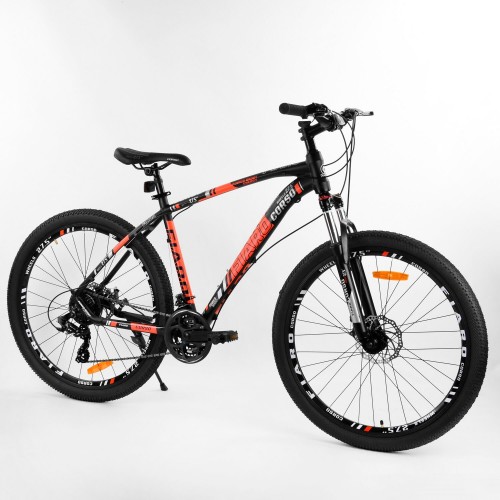 Спортивний велосипед CORSO FIARO 27.5 " 62935 рама алюмінієва, обладнання Shimano 21 швидкість, помаранчевий