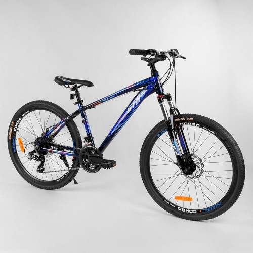 Спортивний велосипед CORSO GTR-3000 26 "56106 рама алюмінієва, обладнання Shimano 21 швидкість, синій