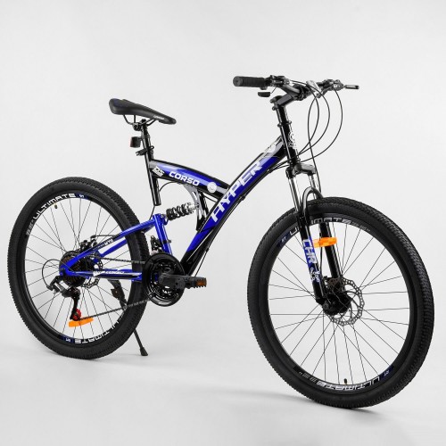 Велосипед спортивний CORSO Hyper 96203, 26 дюймів, рама 16 дюймів, 21 швидкість, синій