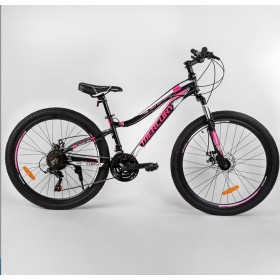 Спортивний велосипед CORSO Mercury 26 дюймів 51189 рама алюмінієва, обладнання Shimano 21 швидкість, чорний