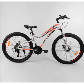 Спортивний велосипед CORSO Mercury 26 дюймів 68147 рама алюмінієва, обладнання Shimano 21 швидкість, білий