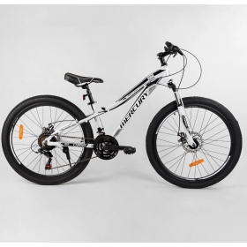Спортивний велосипед CORSO Mercury 26 дюймів 18637 рама алюмінієва, обладнання Shimano 21 швидкість, білий