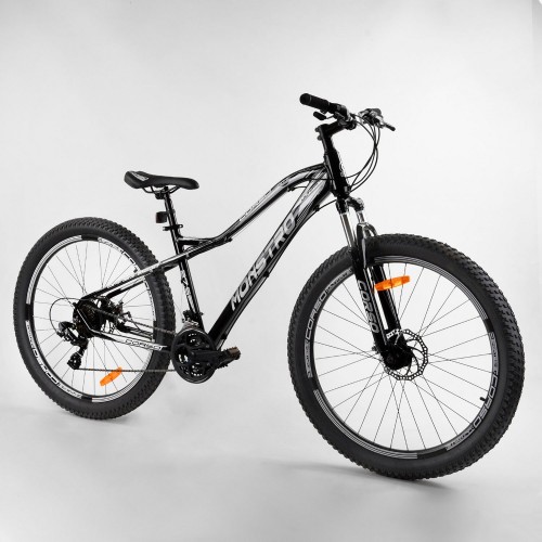 Велосипед алюмінієвий, спортивний Corso Monstro, 27,5 дюймів, рама 16 ", полуфетбайк, обладнання Shimano, чорний