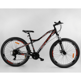 Велосипед алюмінієвий, спортивний Corso Monstro, 27,5 дюймів, рама 16 ", полуфетбайк, обладнання Shimano, чорно-червоний