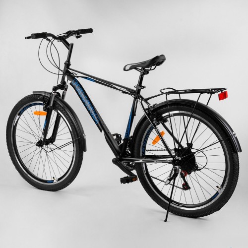 Спортивний велосипед CORSO Phantom 26 "25664 рама металева, SunRun 21 швидкість, крила, багажник, чорно-синій