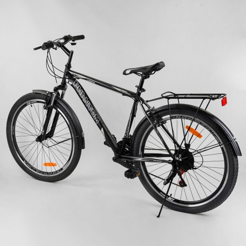 Спортивний велосипед CORSO Phantom 26" 88107 рама металева, SunRun 21 швидкість, крила, багажник, чорний