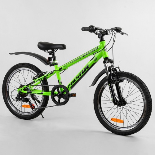 Велосипед спортивний дитячий CORSO Pulsar 80939, 20 дюймів, металева рама 11 дюймів, 7 швидкостей, зелений