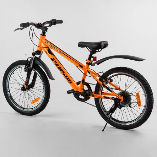 Велосипед спортивний дитячий CORSO Pulsar 74782, 20 дюймів, металева рама 11 дюймів, 7 швидкостей, помаранчевий