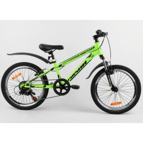 Велосипед спортивний дитячий CORSO Pulsar 80939, 20 дюймів, металева рама 11 дюймів, 7 швидкостей, зелений