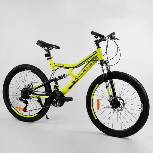 Спортивний велосипед CORSO Rock-Pro 26 " 58340 рама металева, SunRun 21 швидкість, жовтий