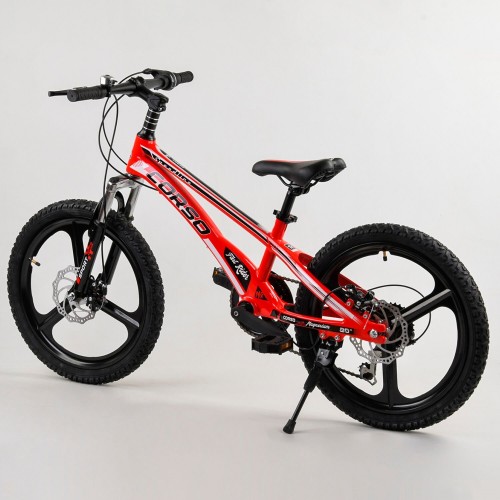 Велосипед спортивний дитячий CORSO Speedline MG-28455, 20 дюймів, магнієва рама 11 дюймів, 7 швидкостей, червоний
