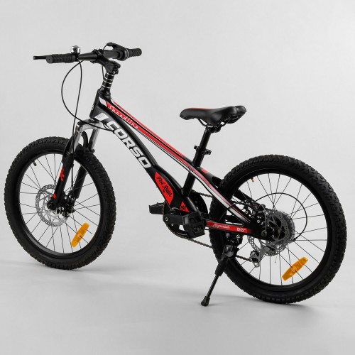 Велосипед спортивний дитячий CORSO Speedline MG-29535, 20 дюймів, магнієва рама 11 дюймів, 7 швидкостей, чорно-червоний