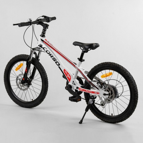 Велосипед спортивний дитячий CORSO Speedline MG-56818, 20 дюймів, магнієва рама 11 дюймів, 7 швидкостей, білий