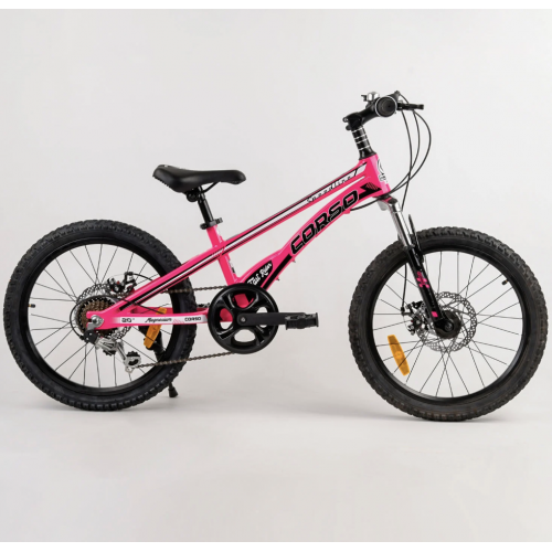 Велосипед спортивний дитячий CORSO Speedline MG-52782, 20 дюймів, магнієва рама 11 дюймів, 7 швидкостей, рожевий