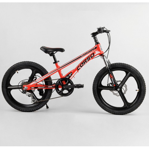 Велосипед спортивний дитячий CORSO Speedline MG-28455, 20 дюймів, магнієва рама 11 дюймів, 7 швидкостей, червоний