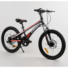 Велосипед спортивний дитячий CORSO Speedline MG-29535, 20 дюймів, магнієва рама 11 дюймів, 7 швидкостей, чорно-червоний