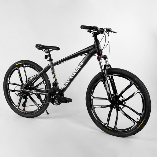 Спортивний велосипед CORSO SPIDER 10727 26 ", рама алюмінієва, обладнання Shimano 21 швидкість, литі диски, чорний