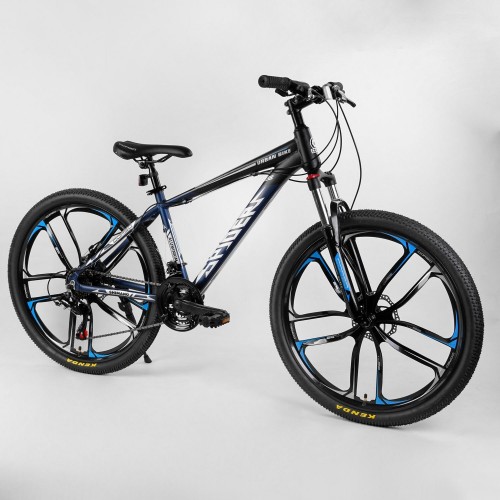 Спортивний велосипед CORSO SPIDER 52273 26 ", рама алюмінієва, обладнання Shimano 21 швидкість, литі диски, чорно-синій
