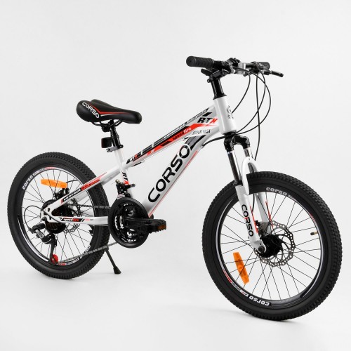 Велосипед двоколісний CORSO Superfast 20 дюймів, рама металева 11 ", 21 швидкість, 30984, білий