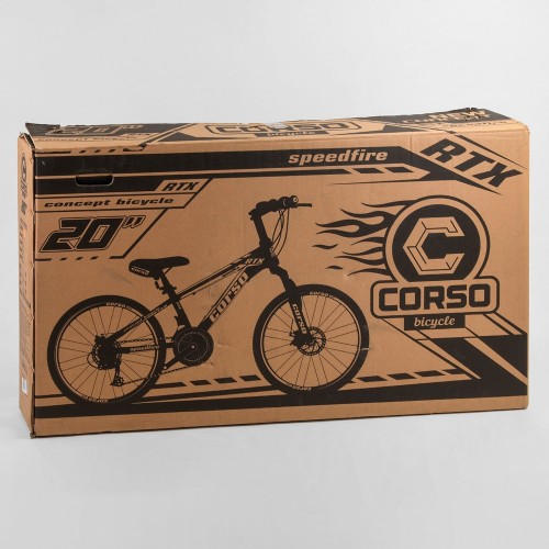 Велосипед двоколісний CORSO Superfast 20 дюймів, рама металева 11 ", 21 швидкість, 98627, чорно-помаранчевий