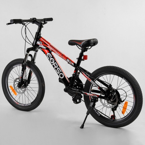 Велосипед двоколісний CORSO Superfast 20 дюймів, рама металева 11 ", 21 швидкість, 95461, чорно-червоний