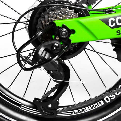 Велосипед спортивний дитячий CORSO T-REX 21455, 20 дюймів, магнієва рама, дискові гальма, 7 швидкостей, зелений