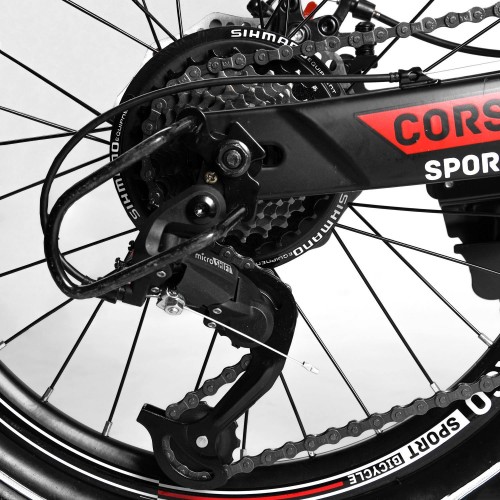 Велосипед спортивный детский CORSO T-REX 41777, 20 дюймов, магниевая рама, дисковые тормоза, 7 скоростей, Черно-красный