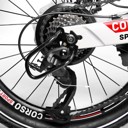 Велосипед спортивний дитячий CORSO T-REX 64899, 20 дюймів, магнієва рама, дискові гальма, 7 швидкостей, білий