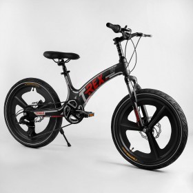 Велосипед спортивный детский CORSO T-REX TR97001, 20 дюймов, магниевая рама и обод, дисковые тормоза, 7 скоростей, Черно-красный