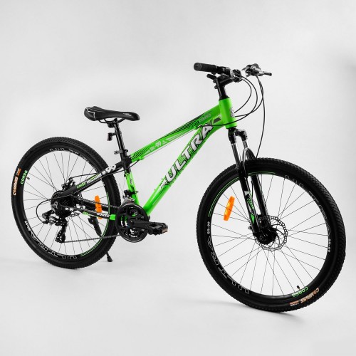 Спортивний велосипед CORSO ULTRA 26 "25983, рама алюмінієва, обладнання Shimano 21 швидкість, зелений