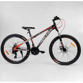 Спортивний велосипед CORSO ULTRA 26 " 72911, рама алюмінієва, обладнання Shimano 21 швидкість, чорно-червоний