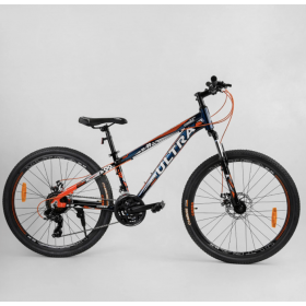 Спортивний велосипед CORSO ULTRA 26 " 85239, рама алюмінієва, обладнання Shimano 21 швидкість, чорно-синій