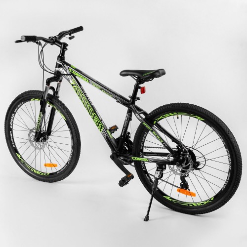 Спортивний велосипед CORSO Zoomer 26 "дюймів 24594 рама алюмінієва, обладнання Shimano 21 швидкість, чорно-зелений