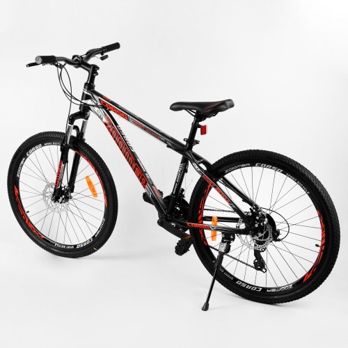 Спортивний велосипед CORSO Zoomer 26 "дюймів 37027 рама алюмінієва, обладнання Shimano 21 швидкість, чорно-червоний