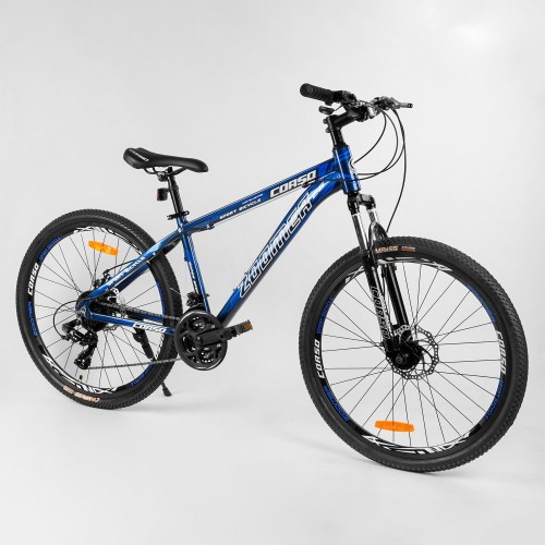 Спортивний велосипед CORSO Zoomer 26 "дюймів 39766 рама алюмінієва, обладнання Shimano 21 швидкість, синій