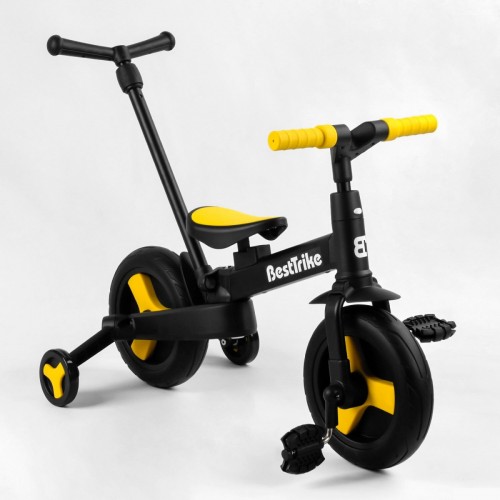Велосипед-біговел 2 в 1, трансформер Best Trike 58195 з батьківською ручкою, педалями, чорно-жовтий