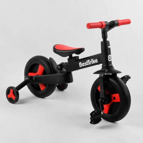 Велосипед-біговел 2 в 1 Best Trike 23031 з батьківською ручкою, педалями, чорно-червоний