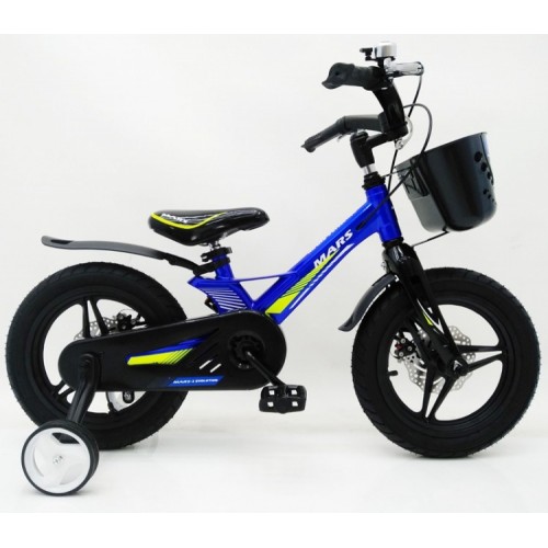 Дитячий велосипед MARS-2 Evolution, 16 дюймів, магнієва рама, 2 дискових гальма, кошик, синій
