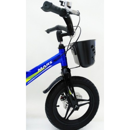 Дитячий велосипед MARS-2 Evolution, 14 дюймів, магнієва рама, 2 дискових гальма, кошик, синій 