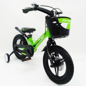 Дитячий велосипед MARS-2 Evolution, 16 дюймів, магнієва рама, 2 дискових гальма, кошик, зелений