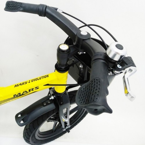 Дитячий велосипед MARS-2 Evolution, 14 дюймів, магнієва рама, 2 дискових гальма, кошик, жовтий
