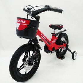 Дитячий велосипед MARS-2 Evolution, 14 дюймів, магнієва рама, 2 дискових гальма, кошик, червоний