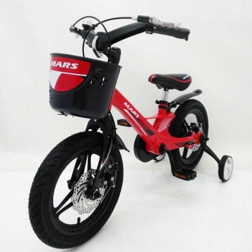 Дитячий велосипед MARS-2 Evolution, 16 дюймів, магнієва рама, 2 дискових гальма, кошик, червоний
