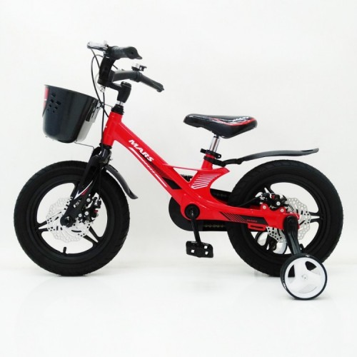 Дитячий велосипед MARS-2 Evolution, 16 дюймів, магнієва рама, 2 дискових гальма, кошик, червоний
