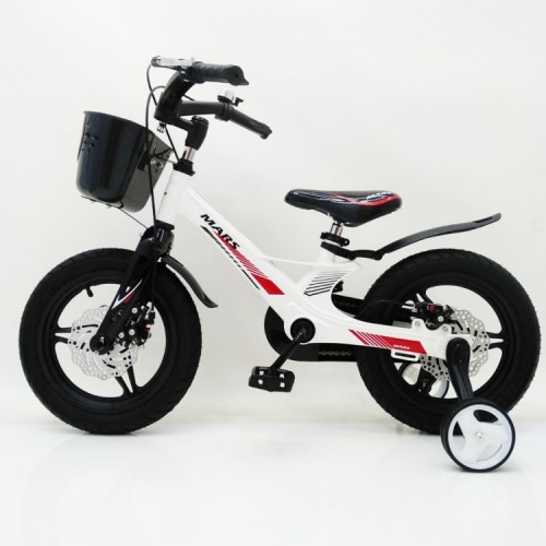 Дитячий велосипед MARS-2 Evolution, 14 дюймів, магнієва рама, 2 дискових гальма, кошик, білий